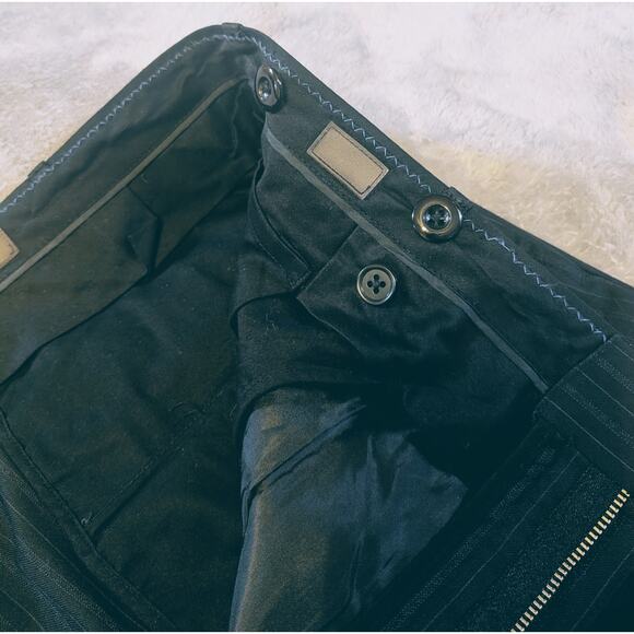 Mens Navy Pinstripe Dress Trouser Pants Blokecore Suspender Buttons Dapper 38R - Picture 7 of 7